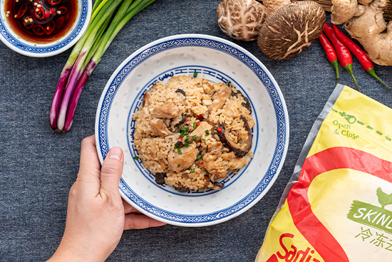 Sesame Oil Chicken and Mushroom Rice